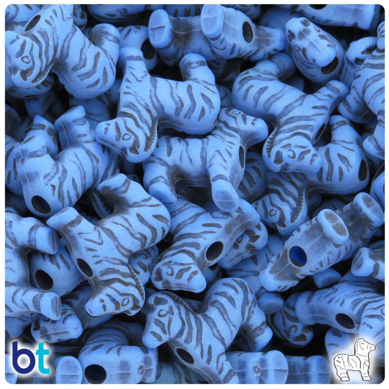 BeadTin Periwinkle Antique 22mm Zebra Plastic Pony Beads (24pcs)
